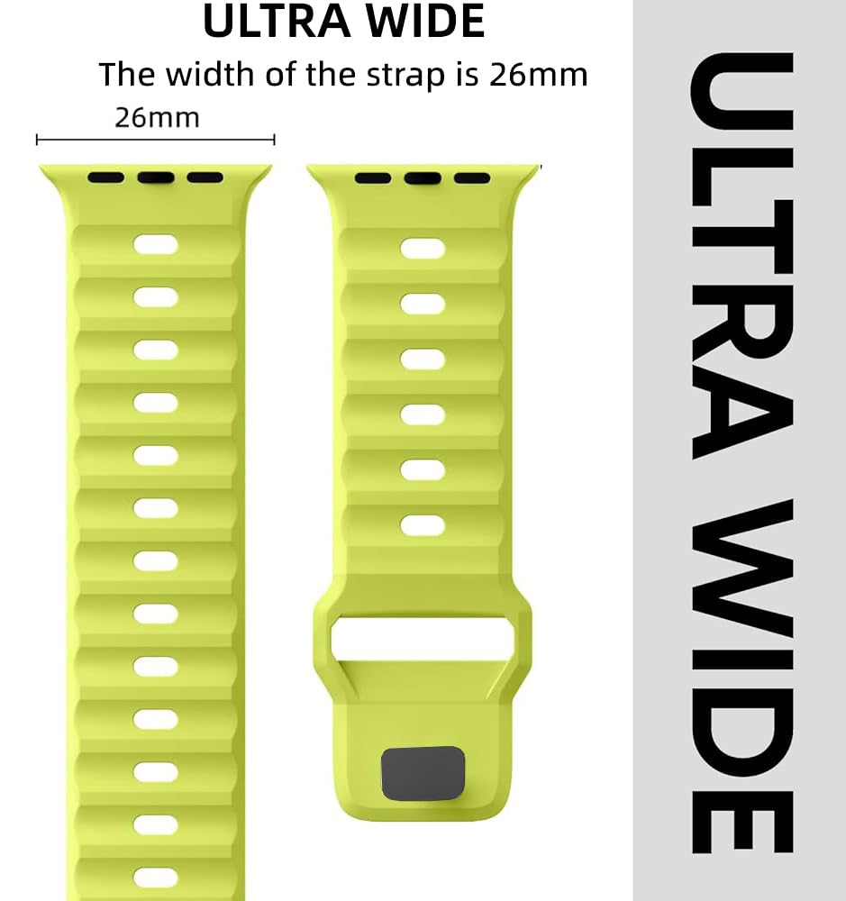 Zitel Band for Apple Watch Ultra 2 49mm / Ultra Wide Silicone Sport Straps - Fluorescent Green