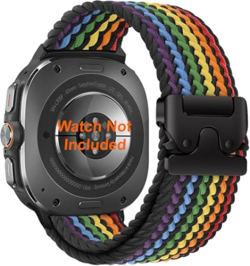 Zitel Band for Samsung Galaxy Watch Ultra 47mm 2025/2024 Nylon Sports Strap (Rainbow Black)