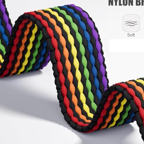 Zitel Band for Samsung Galaxy Watch Ultra 47mm 2025/2024 Nylon Sports Strap (Rainbow Black)