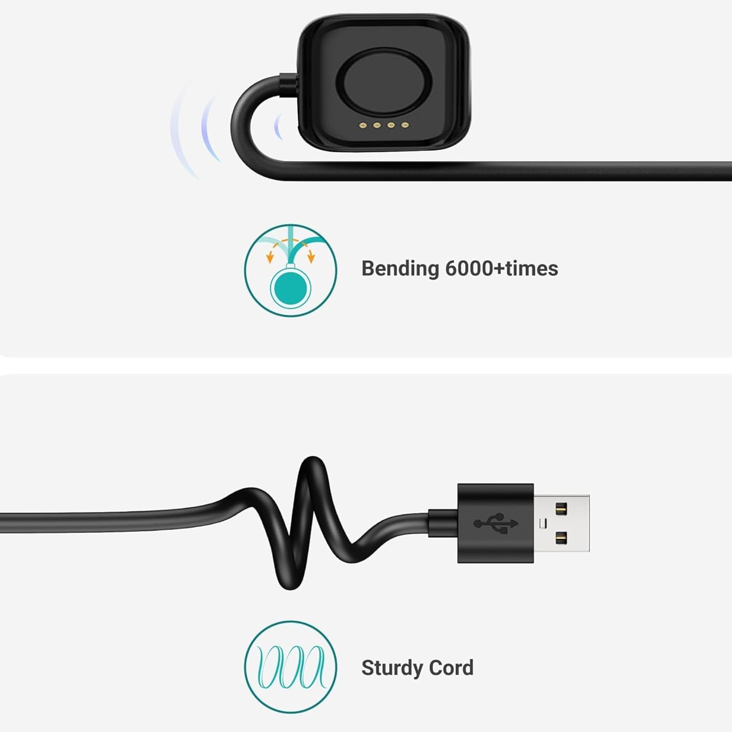 Zitel Charger for OnePlus Watch 3 / 2 / 2R Charging USB Cable - Black