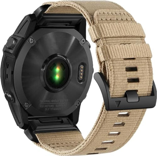 Zitel Band for Fenix 8 51mm, 7X/7X Pro, 6X/6X Pro, 5X/5X Plus, 3/3 HR, Descent MK1, Enduro, Rugged Nylon 26mm Sport Strap - Coyote Tan