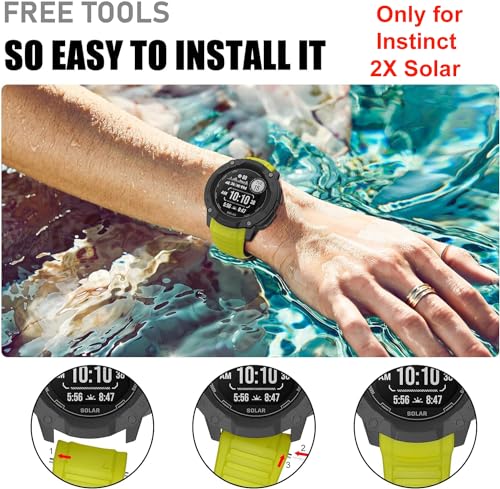 Zitel 26mm Band for Garmin Instinct 2X Solar Tactical GPS Smartwatch Silicone Sport Strap