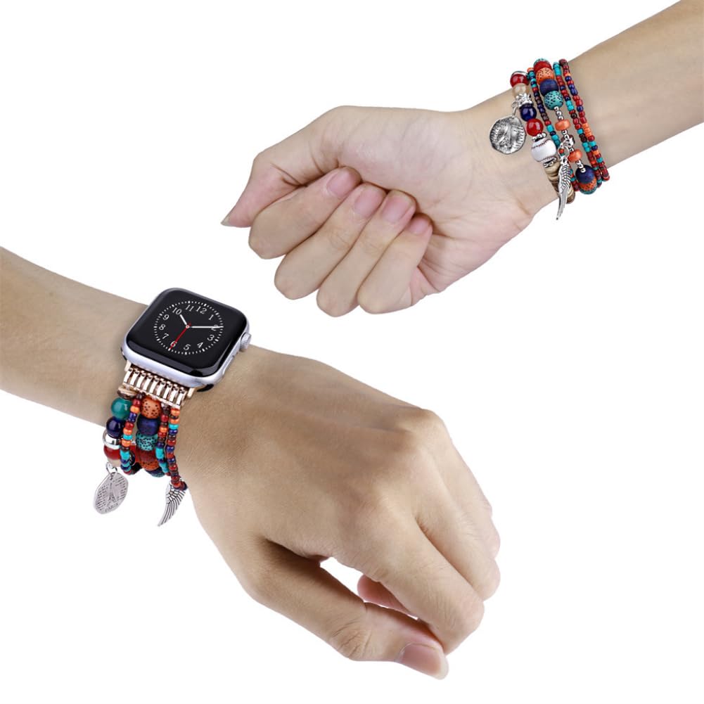 Zitel Band for Apple Watch 42mm(Series 10) 41mm 40mm 38mm Beaded Strap for Women Girls - Multi Color