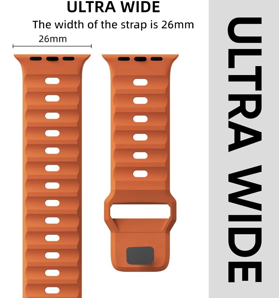 Zitel Band for Apple Watch Ultra 2 49mm / Ultra Wide Silicone Sport Straps - Orange