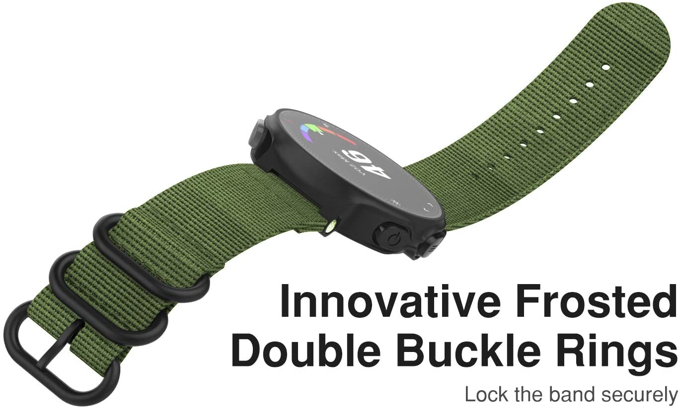 Zitel Band for Garmin Forerunner 735XT, 220, 230, 235, 235 Lite, 620 630, Approach S20,S6,S5, Nylon Strap - Army Green