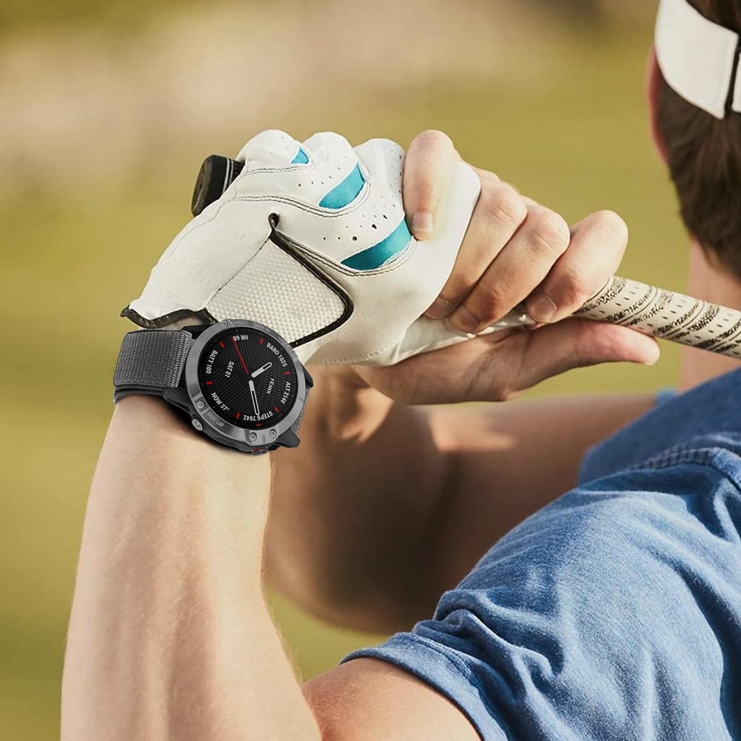 Zitel Band for Garmin Fenix 8 47mm, 7/7 Pro, 6/6 Pro, 5/5 Plus, Epix Pro/Gen 2 47mm, Forerunner 965/955/945/935, Nylon 22mm Sports Strap - Gray