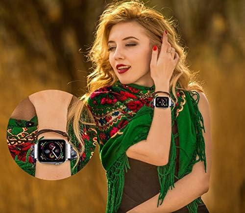 Zitel Band for Apple Watch 42mm(Series 10) 41mm 40mm 38mm Beaded Strap for Women Girls - Blue Leaf