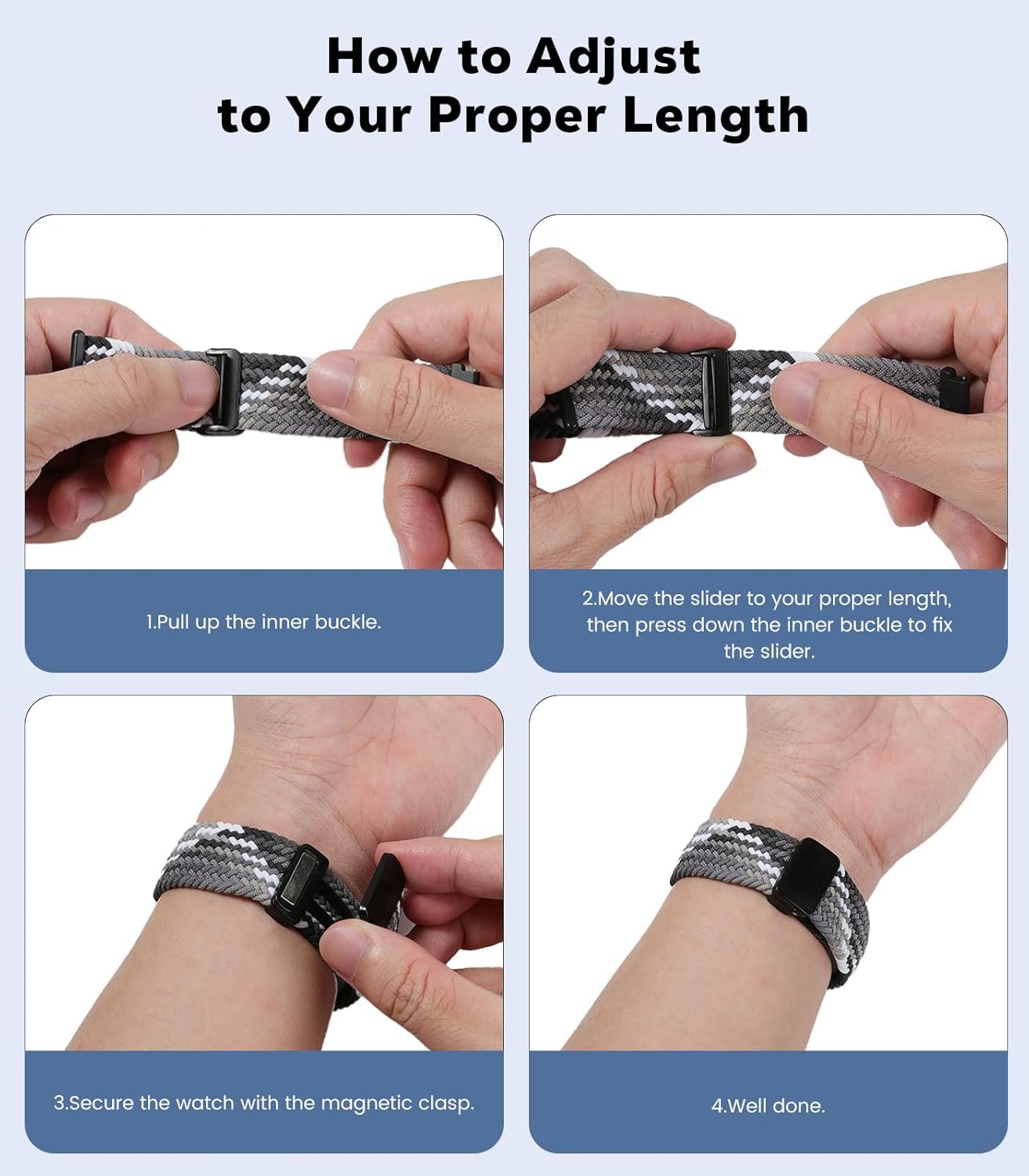 Zitel Band for Samsung Galaxy Watch 7 / 6 / 5 / 4, One Click No Gap Nylon Strap - Blue