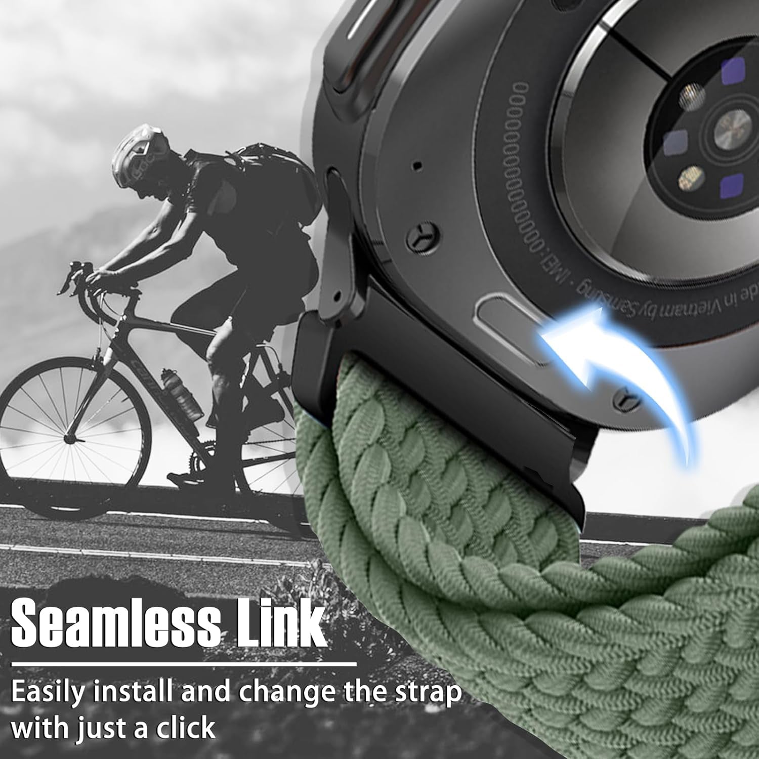 Zitel Band for Samsung Galaxy Watch Ultra 47mm 2025/2024 Nylon Sports Strap - Army Green