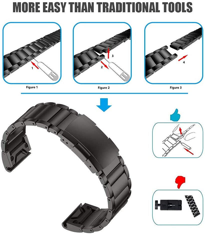 Zitel Band for Garmin Fenix 8 AMOLED 47mm, Fenix E/7/7 Pro, 6/6 Pro, Forerunner 970/965/955, Titanium Alloy Metal QuickFit 22mm Strap