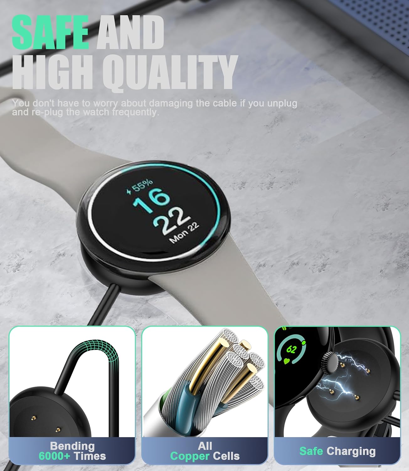Zitel Charger for Google Pixel Watch 3/2 Charging Cable