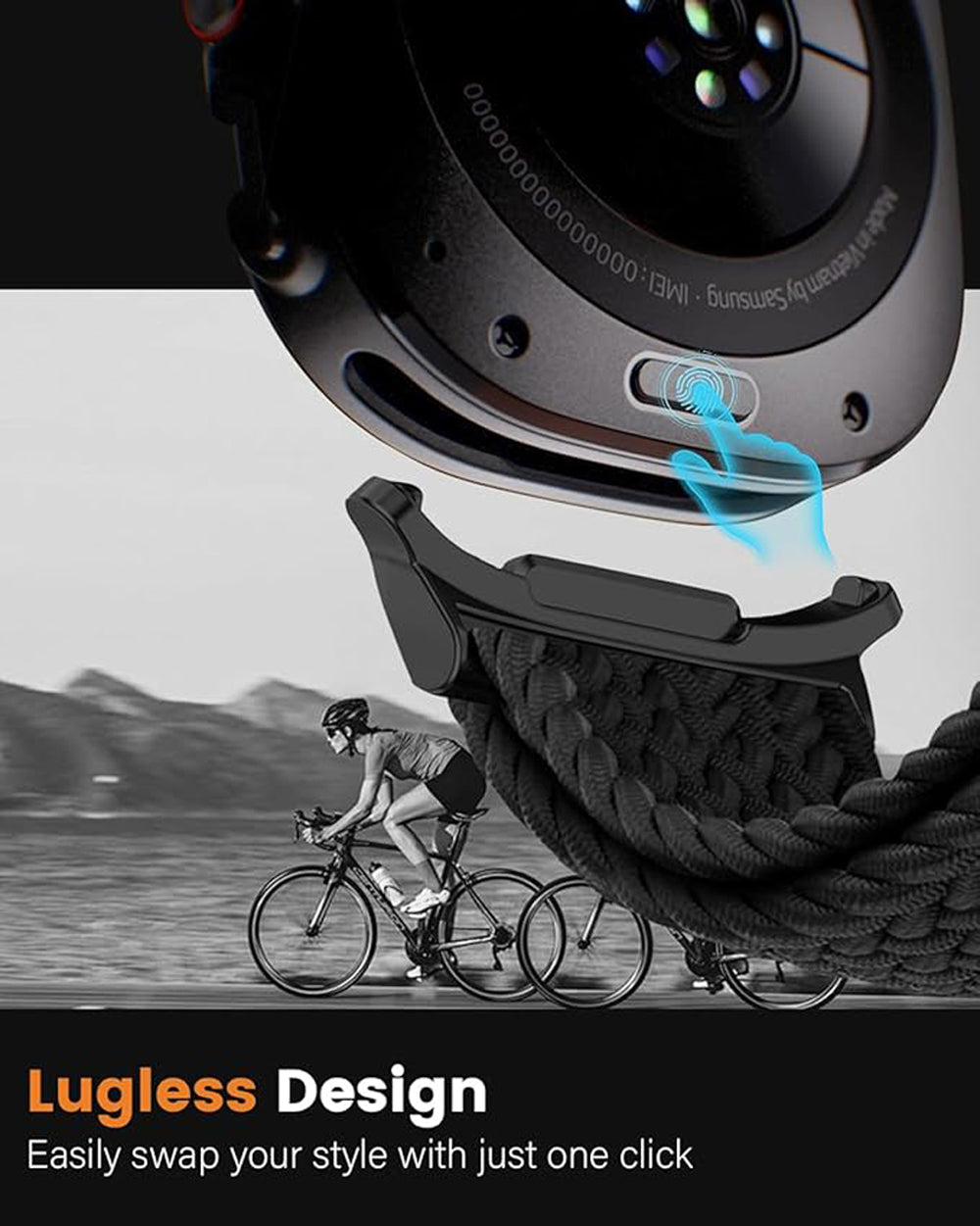 Zitel Band for Samsung Galaxy Watch Ultra 47mm 2025/2024 Nylon Sports Strap - Gray Sports