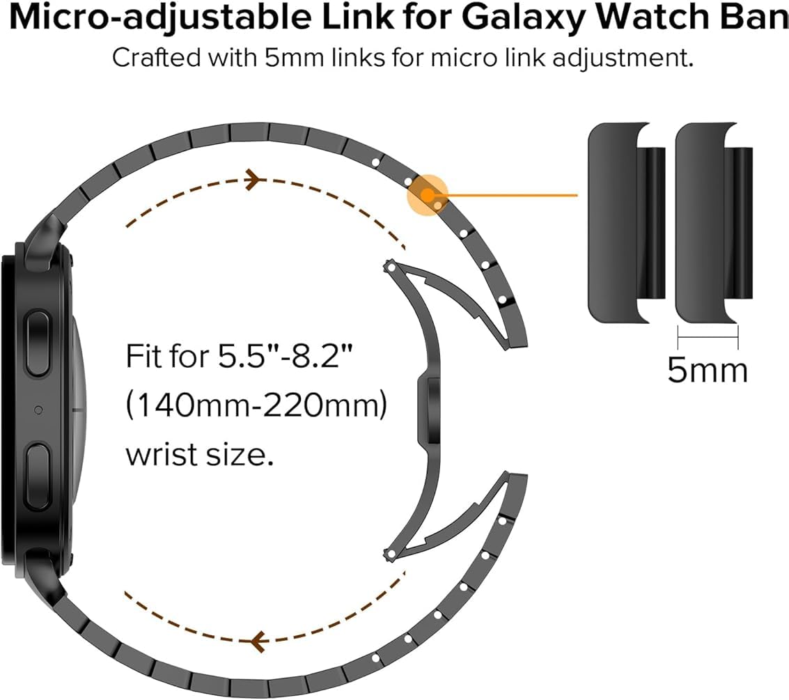 Zitel Band for Samsung Galaxy Watch 8 / Watch 8 Classic Stainless Steel Classy Elegant Metal Strap (Black)