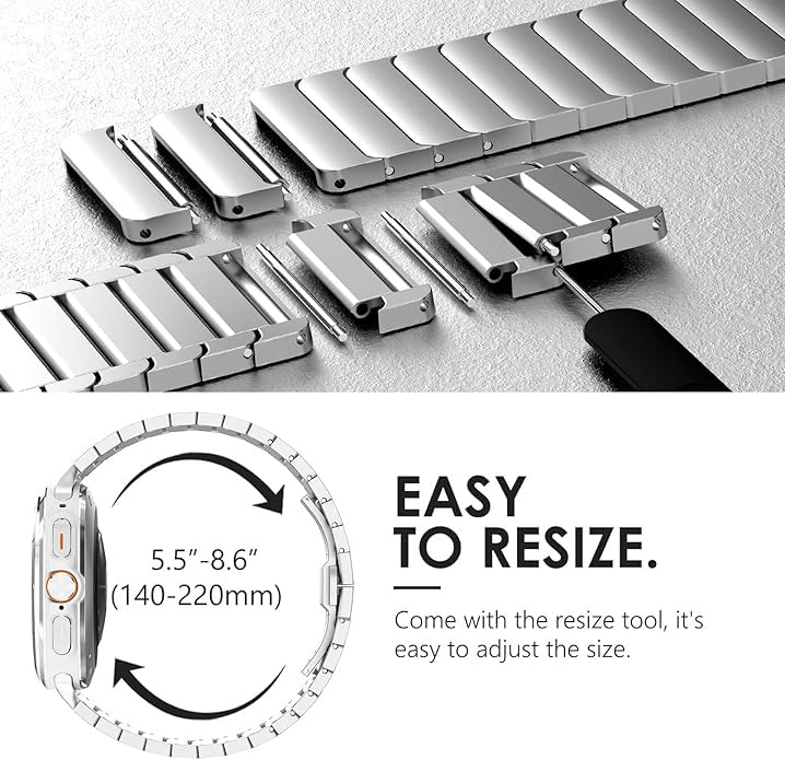 Zitel Stainless Steel No Gap Metal Band for Samsung Galaxy Watch Ultra 47mm 2025/2024 - Silver
