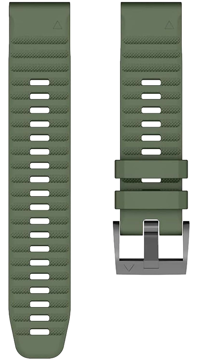 Zitel Band for Garmin Fenix 8 AMOLED 47mm, Fenix E/7/7 Pro, 6/6 Pro, Forerunner 970/965/955, QuickFit 22mm wide Silicone Sport Strap - Army Green