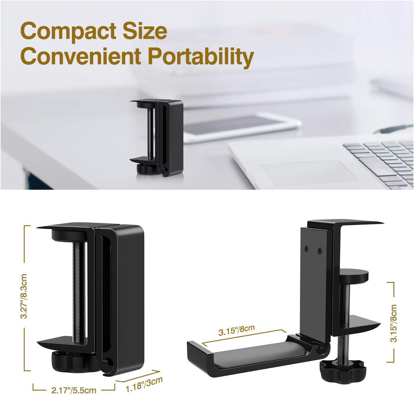 Zitel Headphone Stand, Adjustable Foldable Aluminum Hanger Headset Holder for All Headphone Sizes