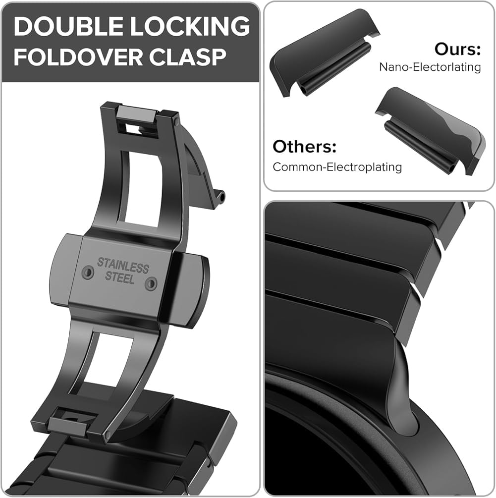 Zitel Band for Samsung Galaxy Watch 8 / Watch 8 Classic Stainless Steel Classy Elegant Metal Strap (Black)