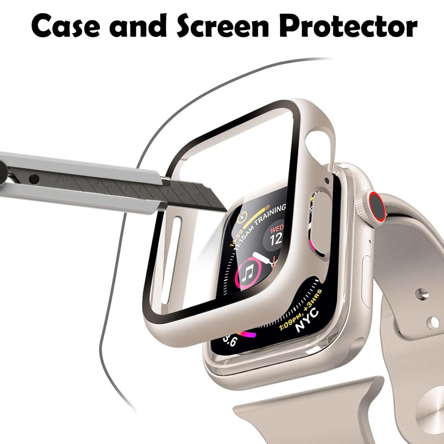 Zitel Case for Apple Watch 41mm Series 9/8/7 with Built-in Screen Protector - Starlight