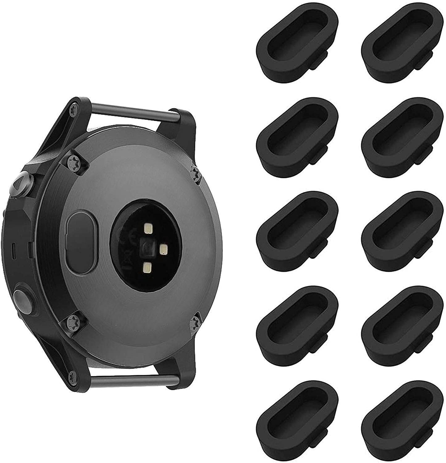 Zitel Charger Port Protector for Garmin Fenix 5/5S/5X Plus, 6/6S/6X Pro, Forerunner 945/935/245/45/45S, Vivoactive 3/4, Venu Sq Music/2/2S/4S 10-Pack