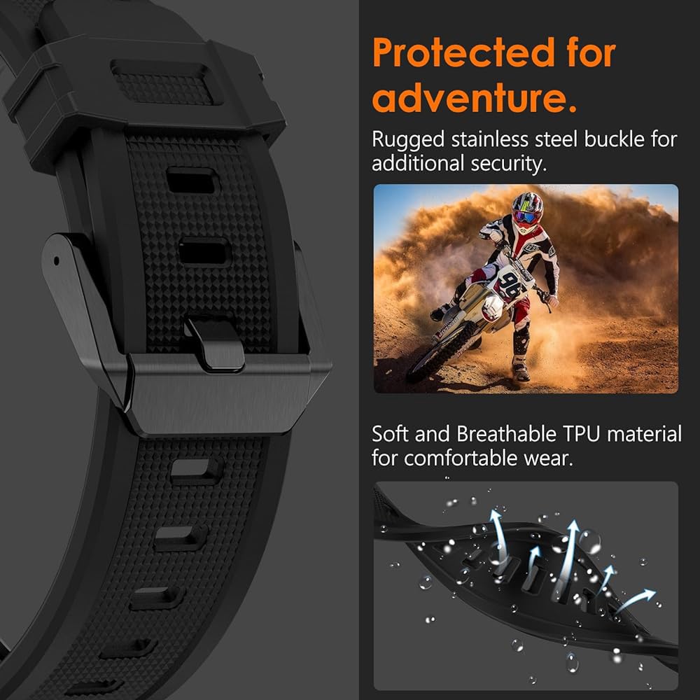 Zitel Band for Apple Watch Ultra 2 / Ultra 49/46/45/44mm Metal Connector Sport Strap - Black Adapter