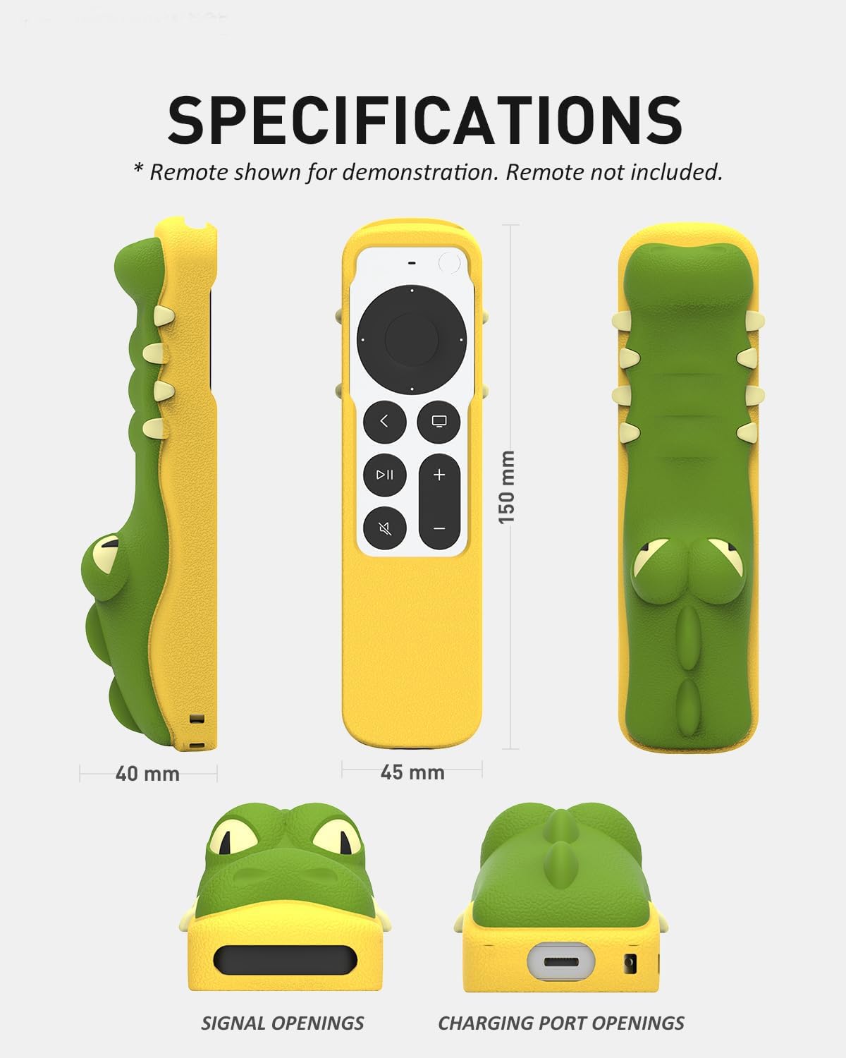 Zitel Silicone TV Remote Cover for Apple TV 4K 2021/2022 Siri Remote Protective Case