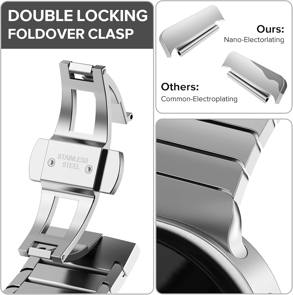 Zitel Band for Samsung Galaxy Watch 8 / Watch 8 Classic Stainless Steel Classy Elegant Metal Strap (Silver)