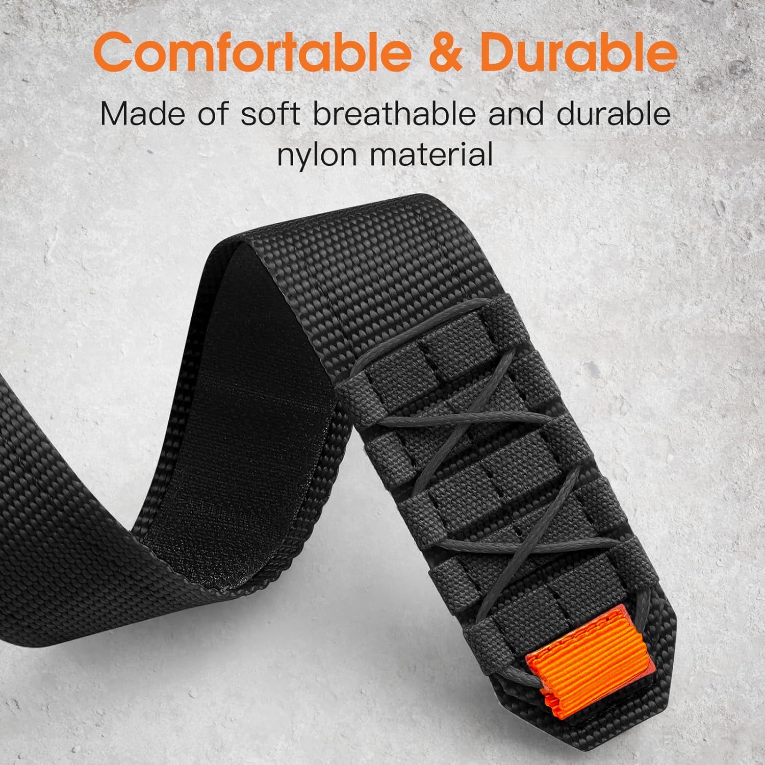 Zitel Band for Garmin Fenix 8 AMOLED 47mm, Fenix E/7/7 Pro, 6/6 Pro, Forerunner 970/965/955, Rugged Nylon QuickFit 22mm wide Sport Strap - Black