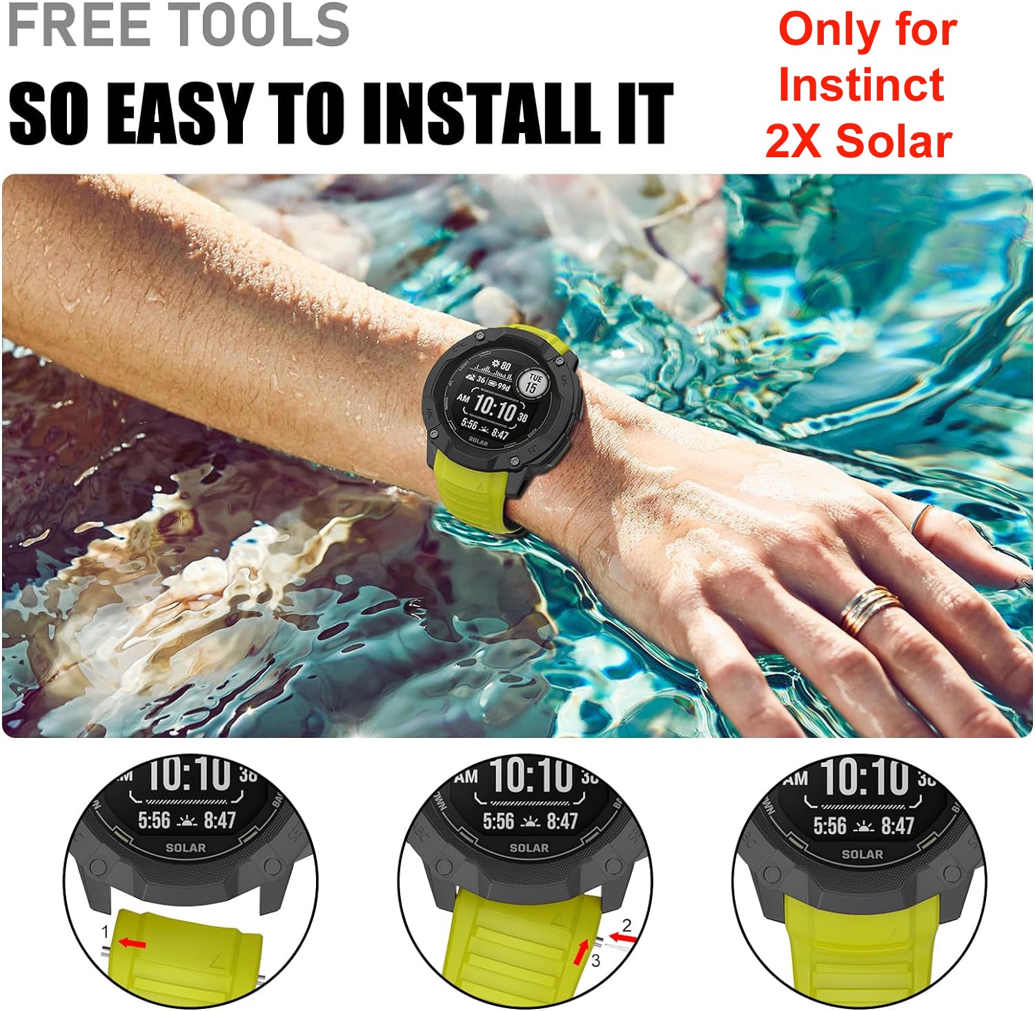 Zitel Band for Garmin Instinct 2X Solar / Instinct 2X Tactical - 26mm Silicone Sport Strap