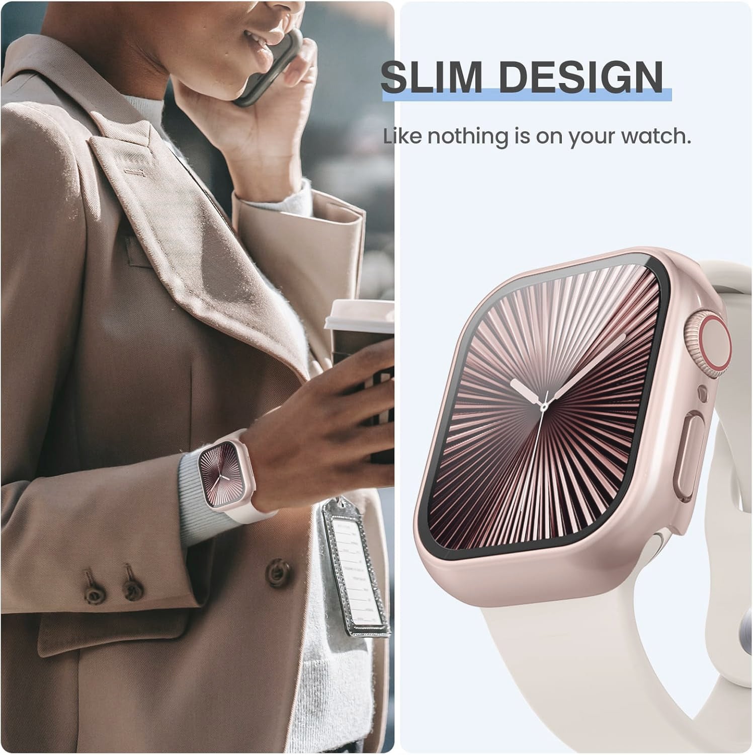 Zitel Case for Apple Watch 42mm Series 11/10 with Built-in Screen Protector - Rose Gold