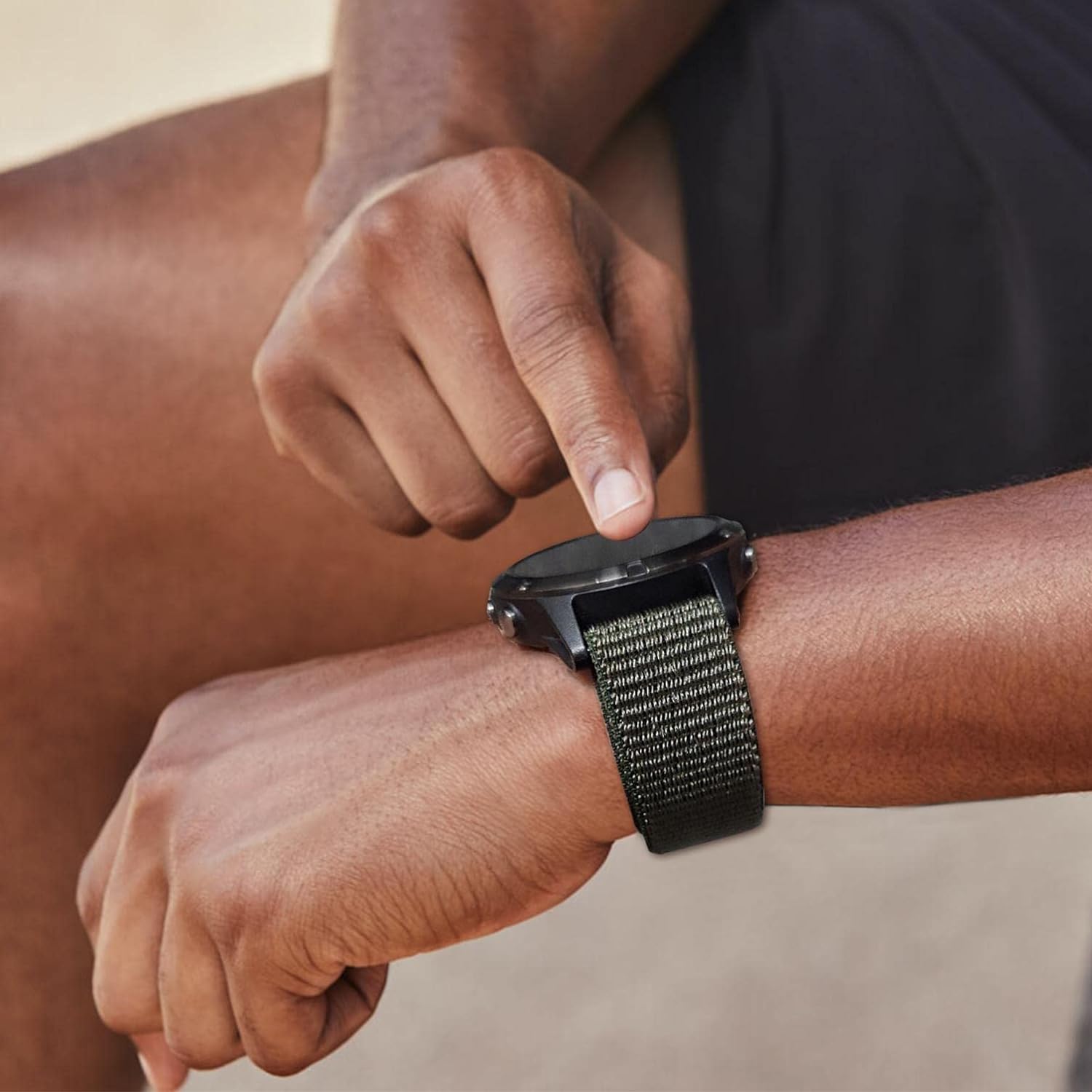 Zitel Band for Garmin Fenix 8 AMOLED 47mm, Fenix E/7/7 Pro, 6/6 Pro, Forerunner 970/965/955, Nylon 22mm wide Sports Strap - Army Green