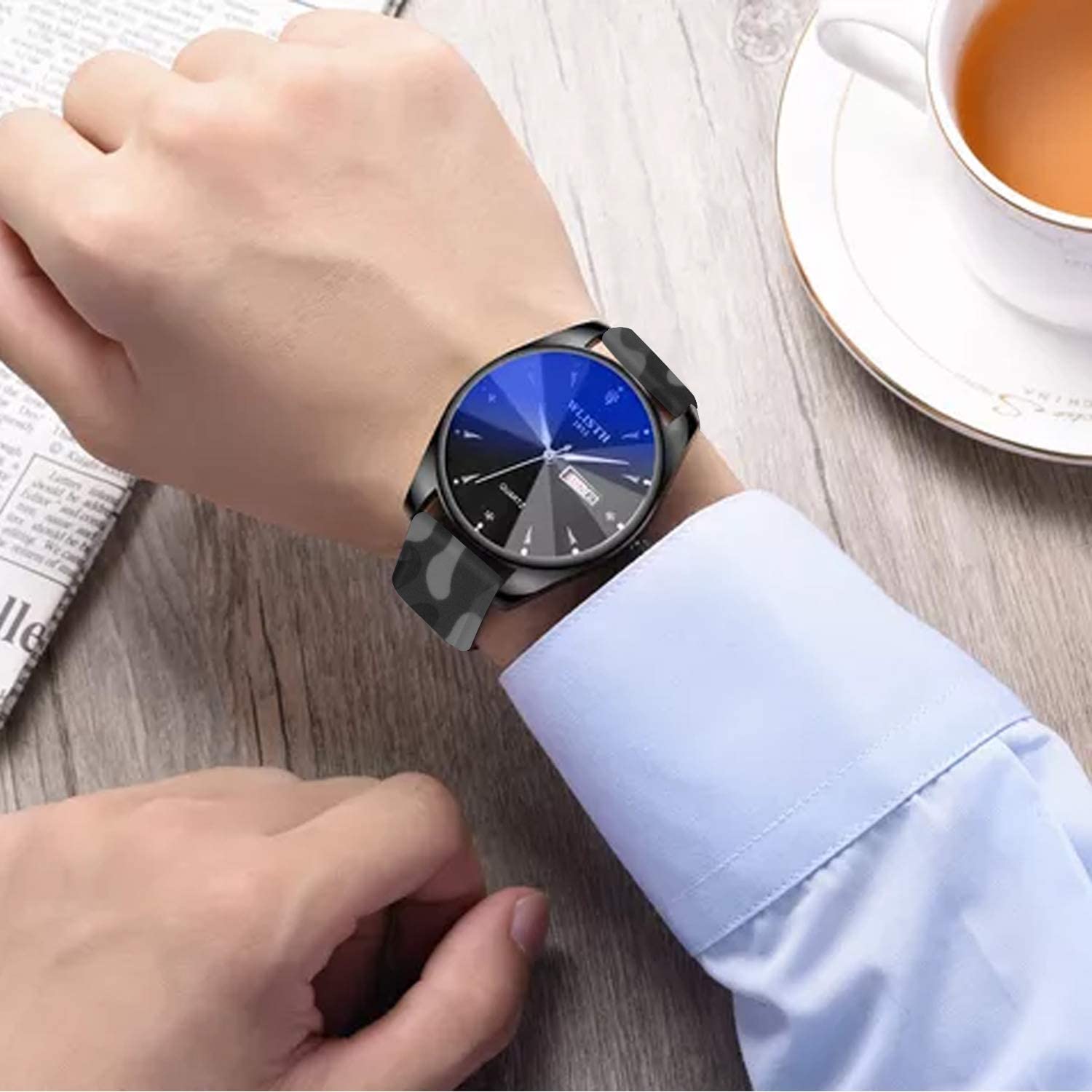 Zitel Band for Garmin Forerunner 265, 255, 245 Music, Vivoactive 4 45mm, Venu 245 mm, Venu 3 45mm, 22mm Wide Strap - Camo Gray