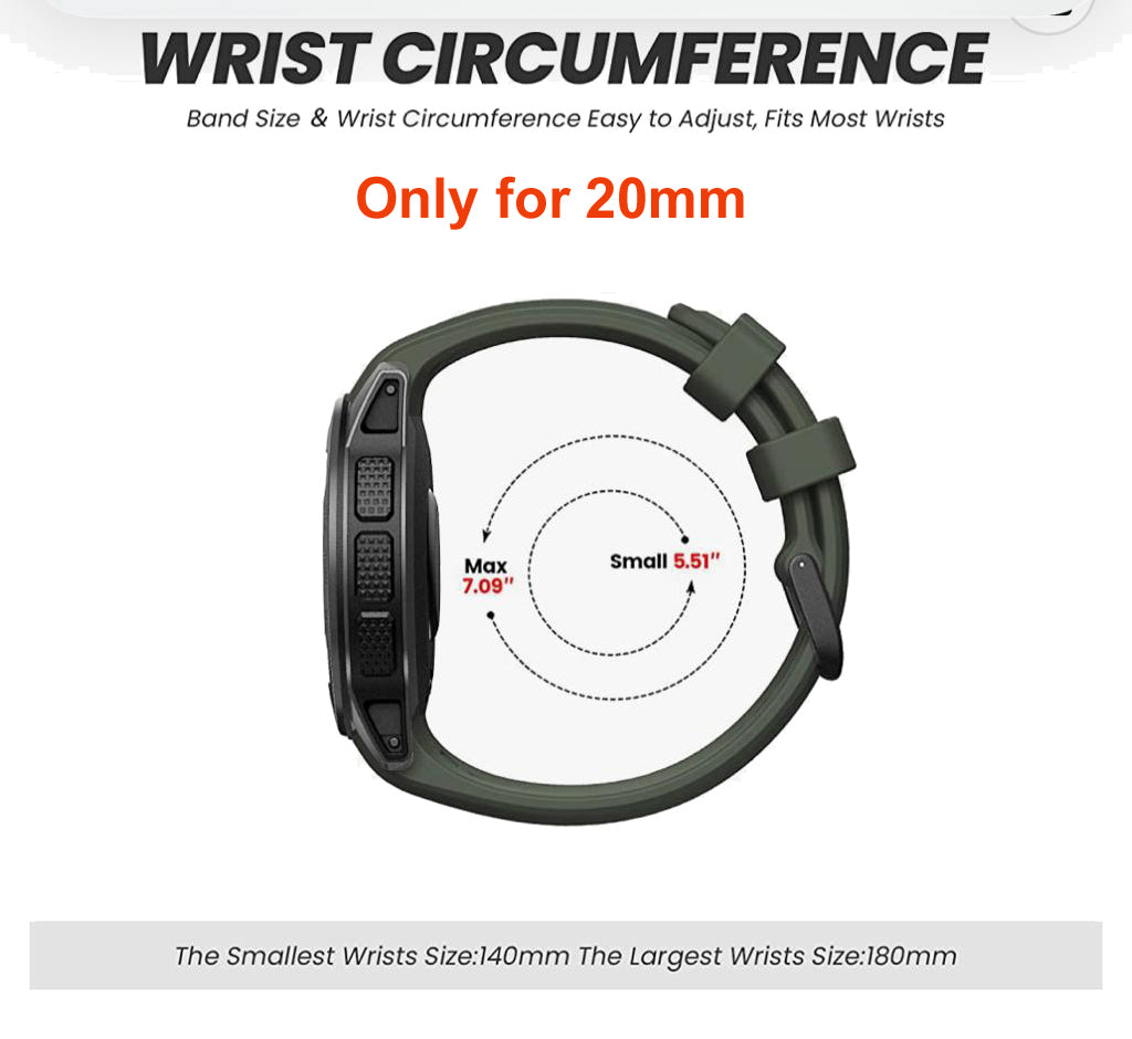Zitel Band for Garmin Fenix 20mm Strap for Fenix 6S/6S Pro, Fenix 5S/5S Plus, Fenix 7S, D2 Delta S Smartwatch - Black