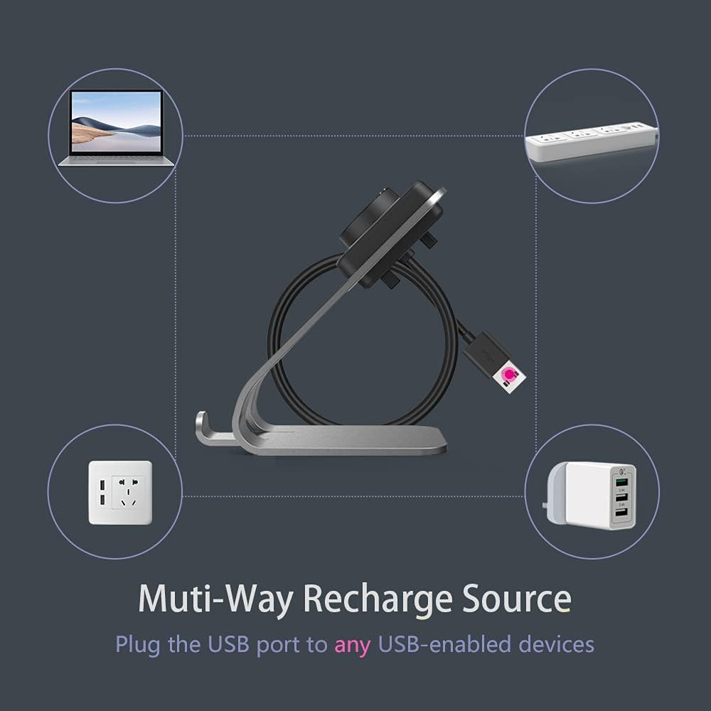 Zitel Charging Stand for Fossil Gen 5 / Gen 4 - Premium Aluminum Charging Station - Silver