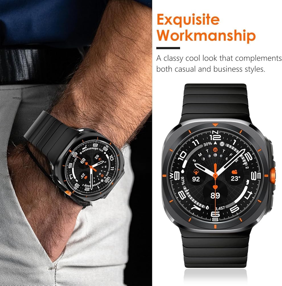 Zitel Stainless Steel No Gap Metal Band for Samsung Galaxy Watch Ultra 47mm 2025/2024 - Black