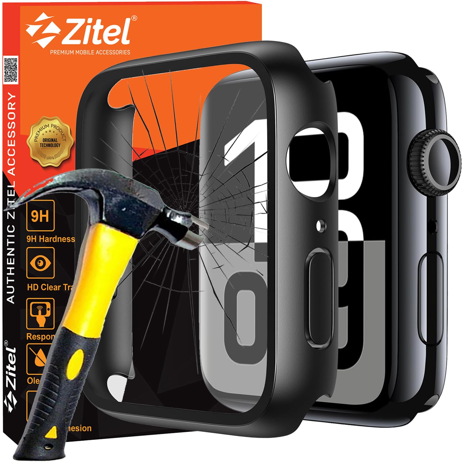 Zitel Case for Apple Watch 42mm Series 11/10 with Built-in Screen Protector - Black