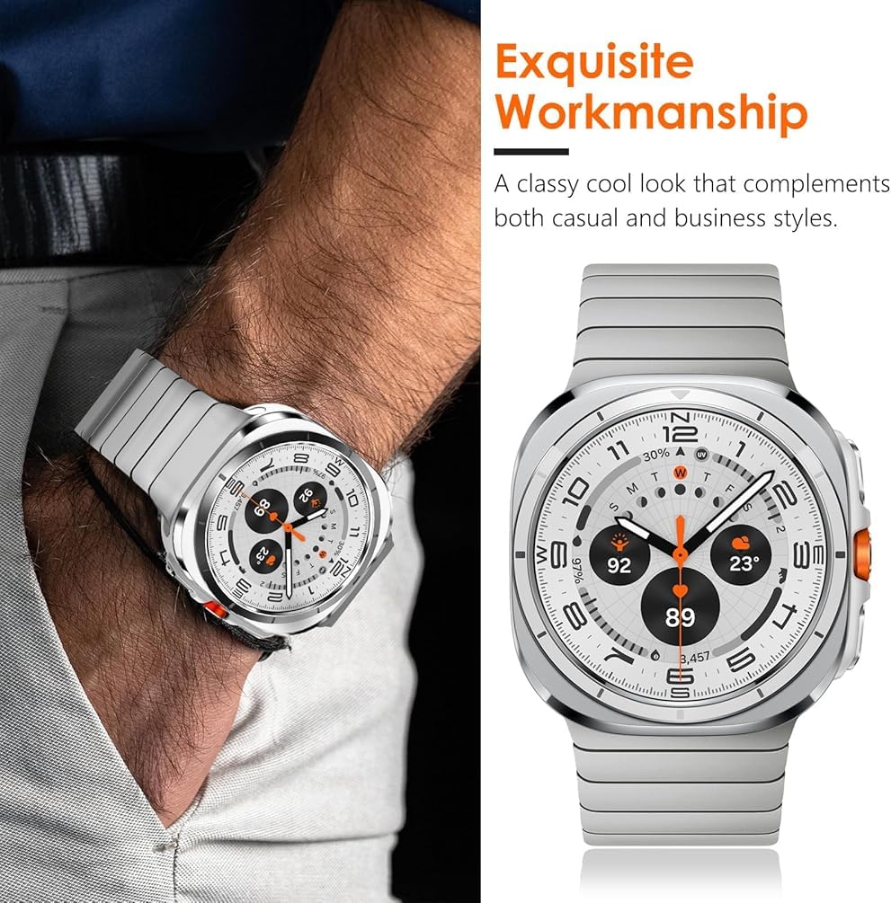 Zitel Stainless Steel No Gap Metal Band for Samsung Galaxy Watch Ultra 47mm 2025/2024 - Silver