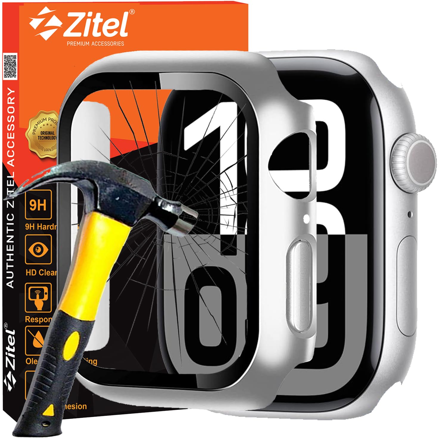 Zitel Case for Apple Watch 42mm Series 11/10 with Built-in Screen Protector - Silver