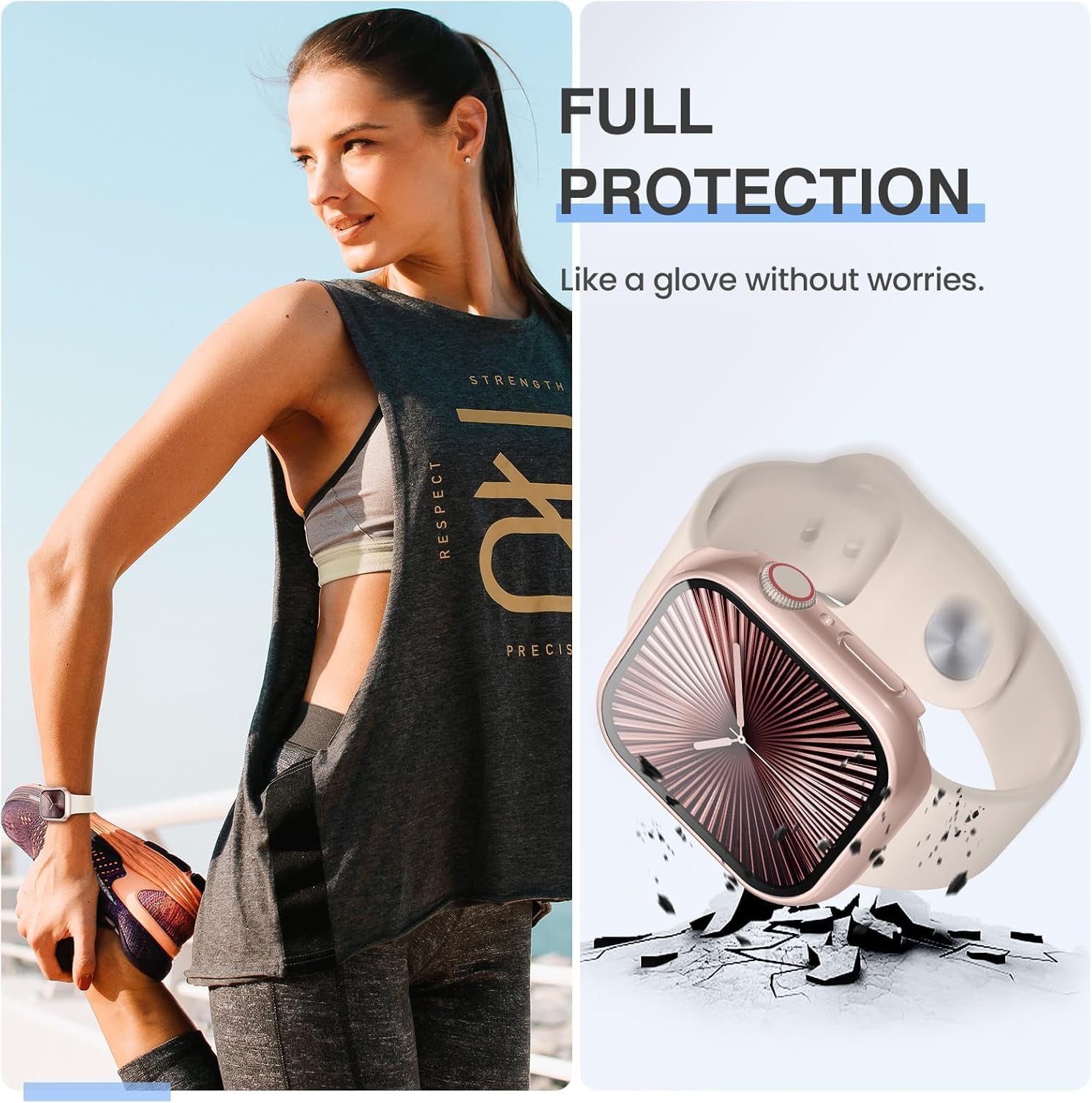 Zitel Case for Apple Watch 46mm Series 11/10 with Built-in Screen Protector - Rose Gold