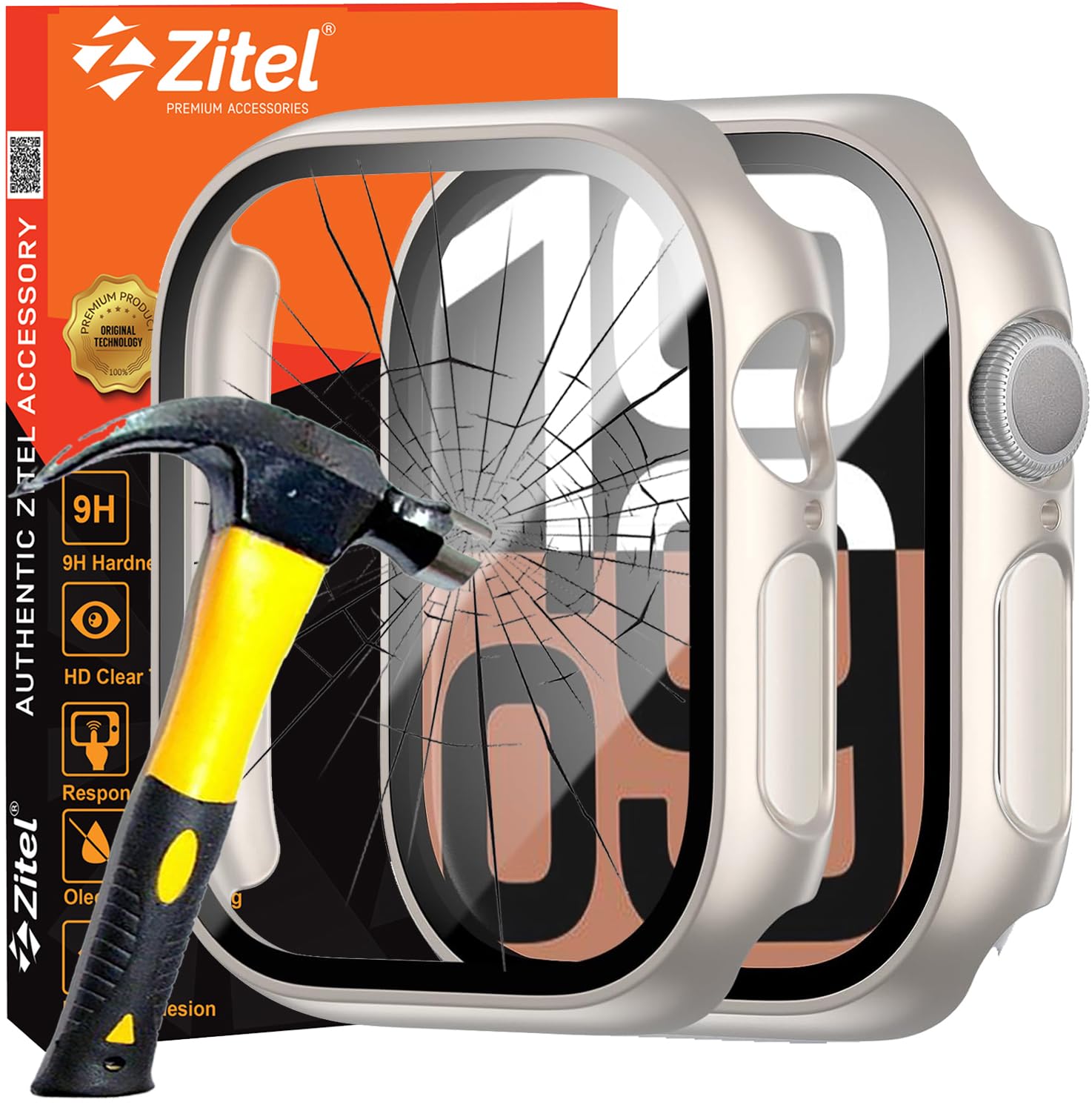 Zitel Case for Apple Watch 46mm Series 11/10 with Built-in Screen Protector - Starlight