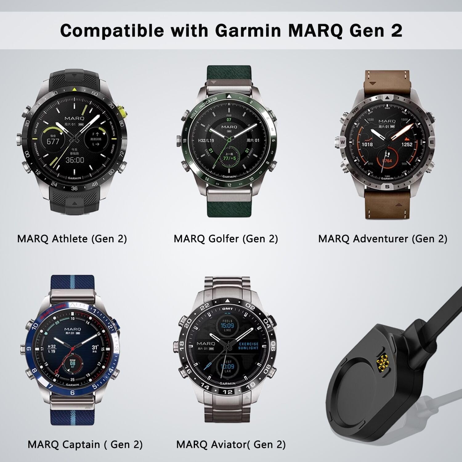 Zitel Charger for Garmin MARQ 2 Series Athlete, Adventurer, Captain, Golfer, Aviator, Driver, Commander