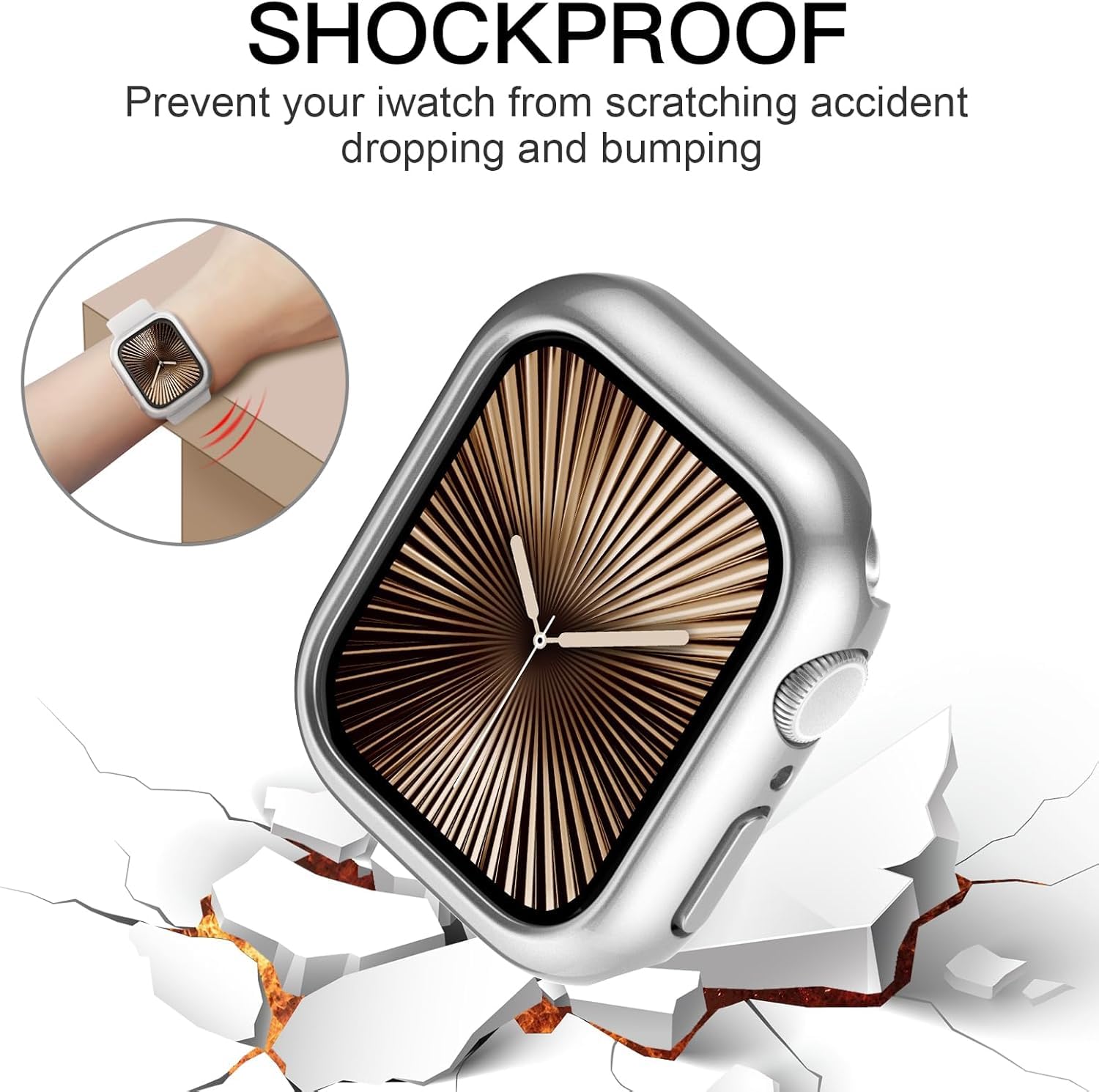 Zitel Case for Apple Watch 46mm Series 11/10 with Built-in Screen Protector - Silver