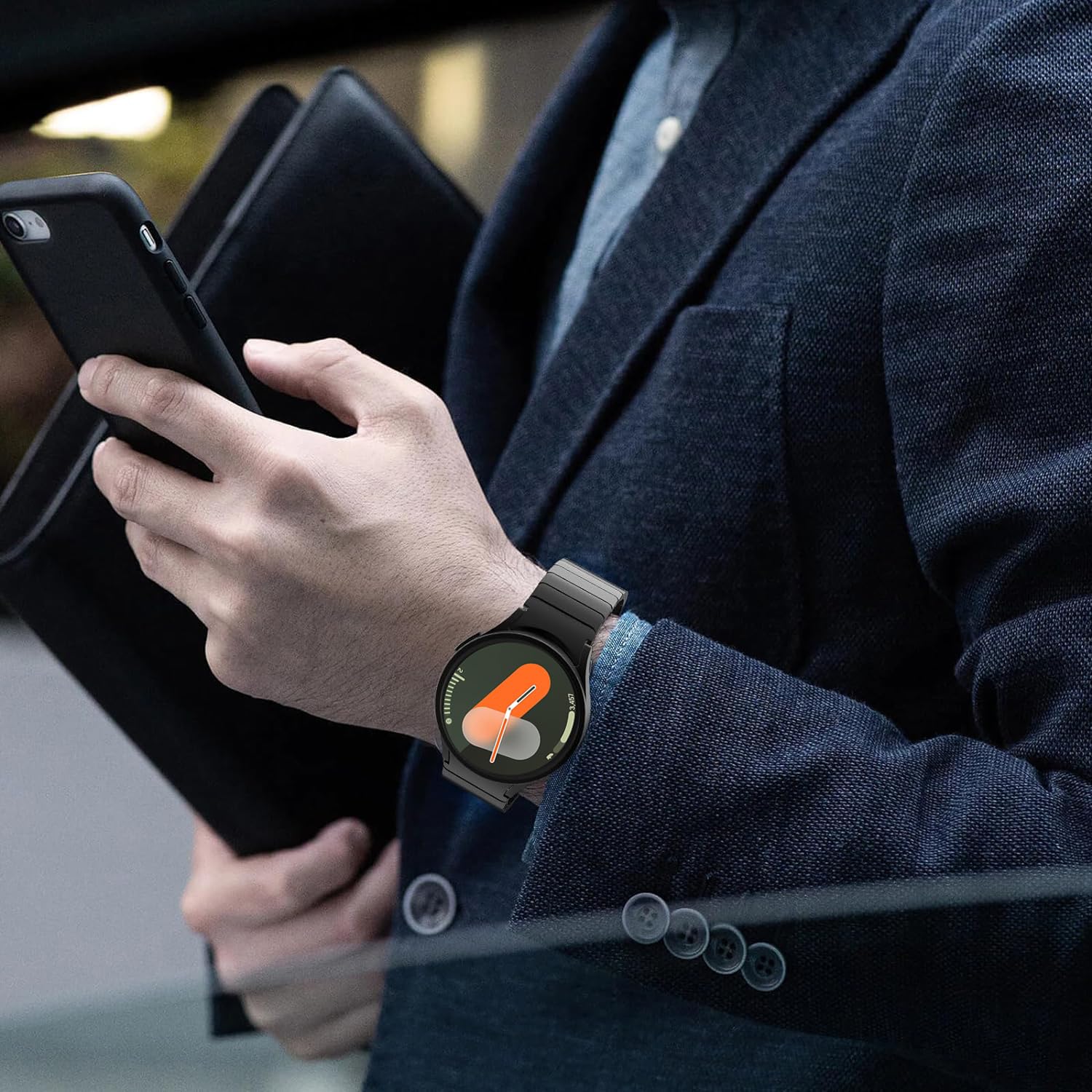 Zitel Band for Samsung Galaxy Watch 7 44mm / 40mm, Watch FE 40mm, Stainless Steel No Gap Strap - Black