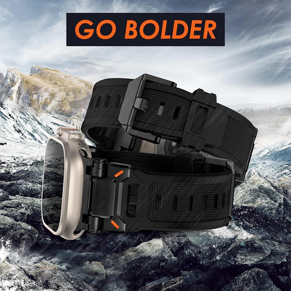 Zitel Band for Apple Watch Ultra 2 / Ultra 49/46/45/44mm Metal Connector Sport Strap - Black Adapter