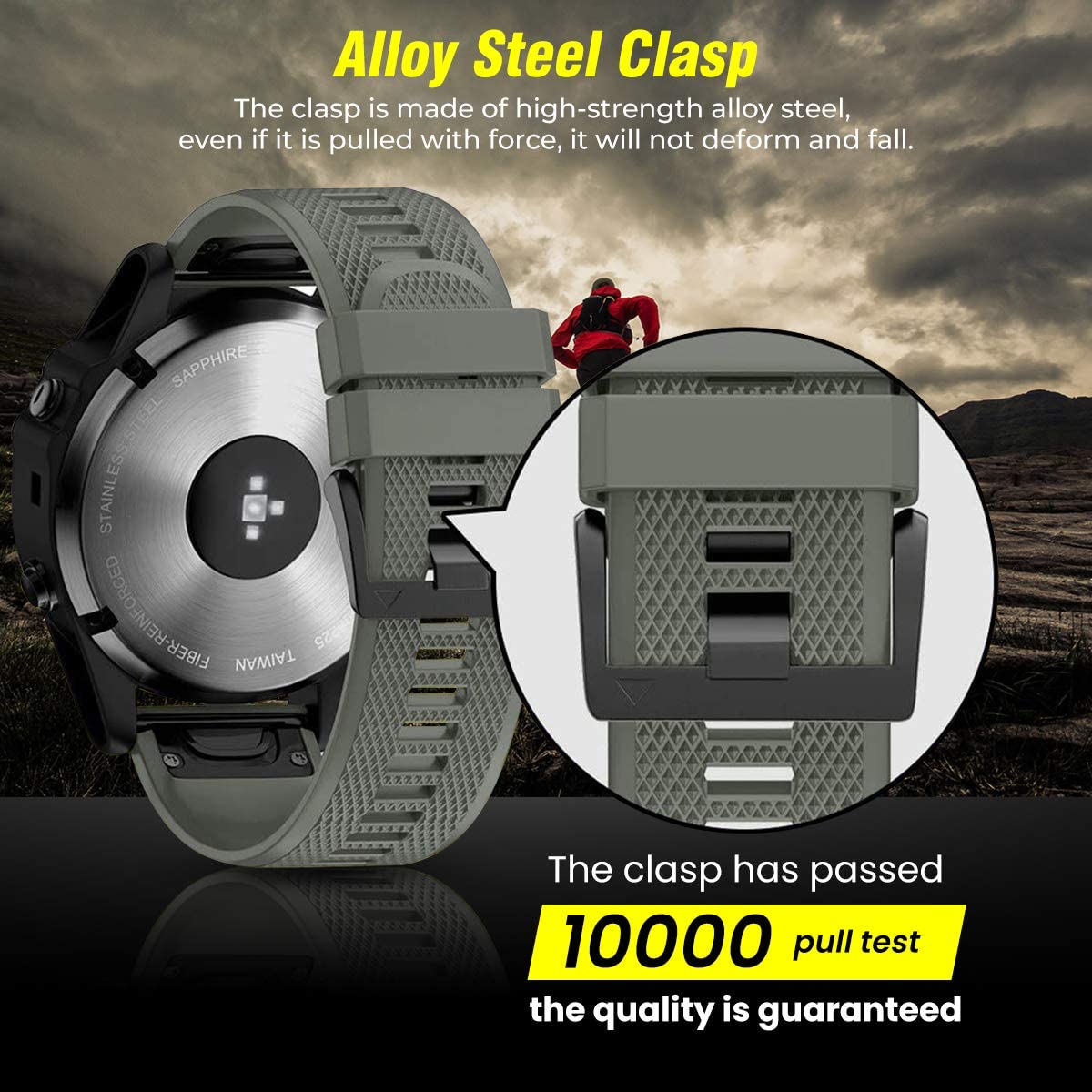 Zitel Band for Garmin Fenix 8 47mm, 7/7 Pro, 6/6 Pro, 5/5 Plus, Epix Gen 2, Forerunner 965/955/945/935, Sport Strap 22mm