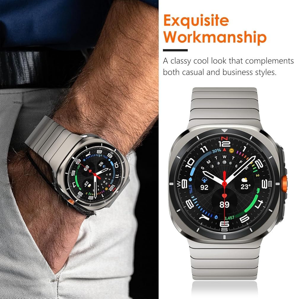 Zitel Stainless Steel No Gap Metal Band for Samsung Galaxy Watch Ultra 47mm 2025/2024 - Titanium