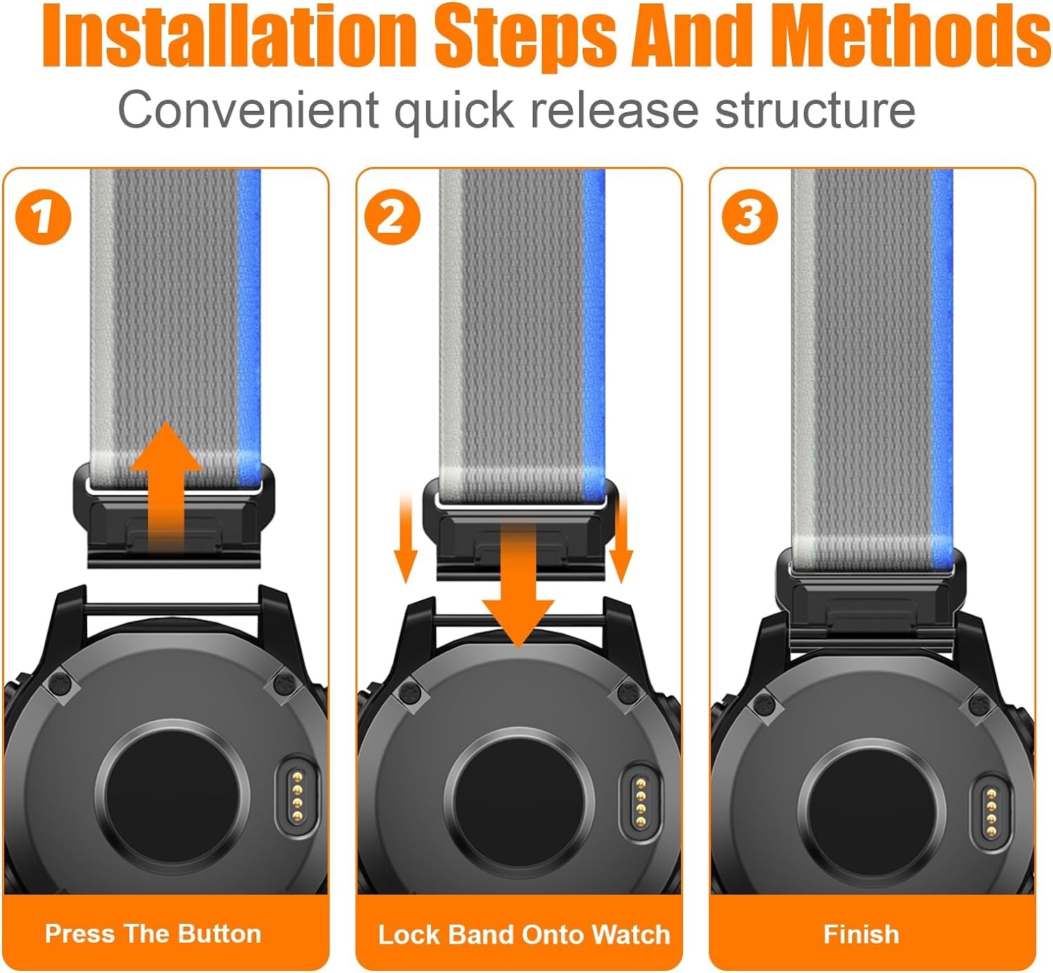 Zitel Band for Fenix 8 51mm, 7X/7X Pro, 6X/6X Pro, 5X/5X Plus, 3/3 HR, Descent MK1, Enduro, Nylon 26mm Sport Strap