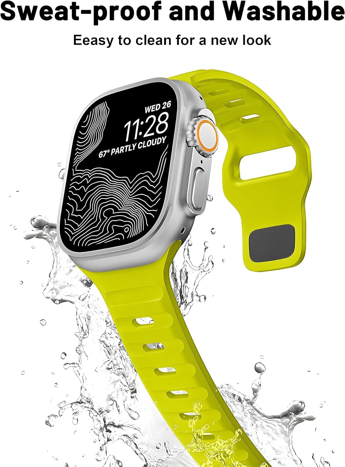 Zitel Band for Apple Watch Ultra 2 49mm / Ultra Wide Silicone Sport Straps - Fluorescent Green