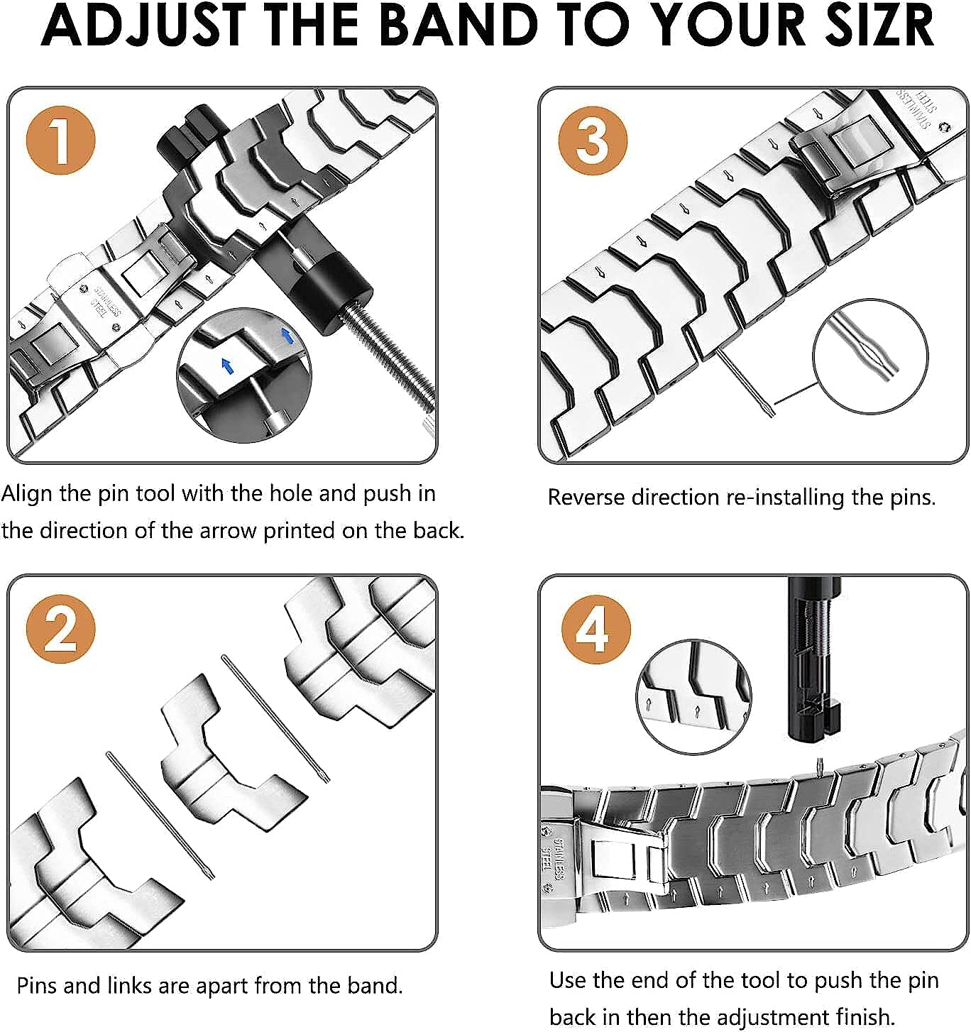 Zitel Metal Bands for Apple Watch Straps Ultra 2 / Ultra 49mm 46mm 45mm 44mm, Series 10 9 8 7 6 5 4 3 2 1 SE - Silver