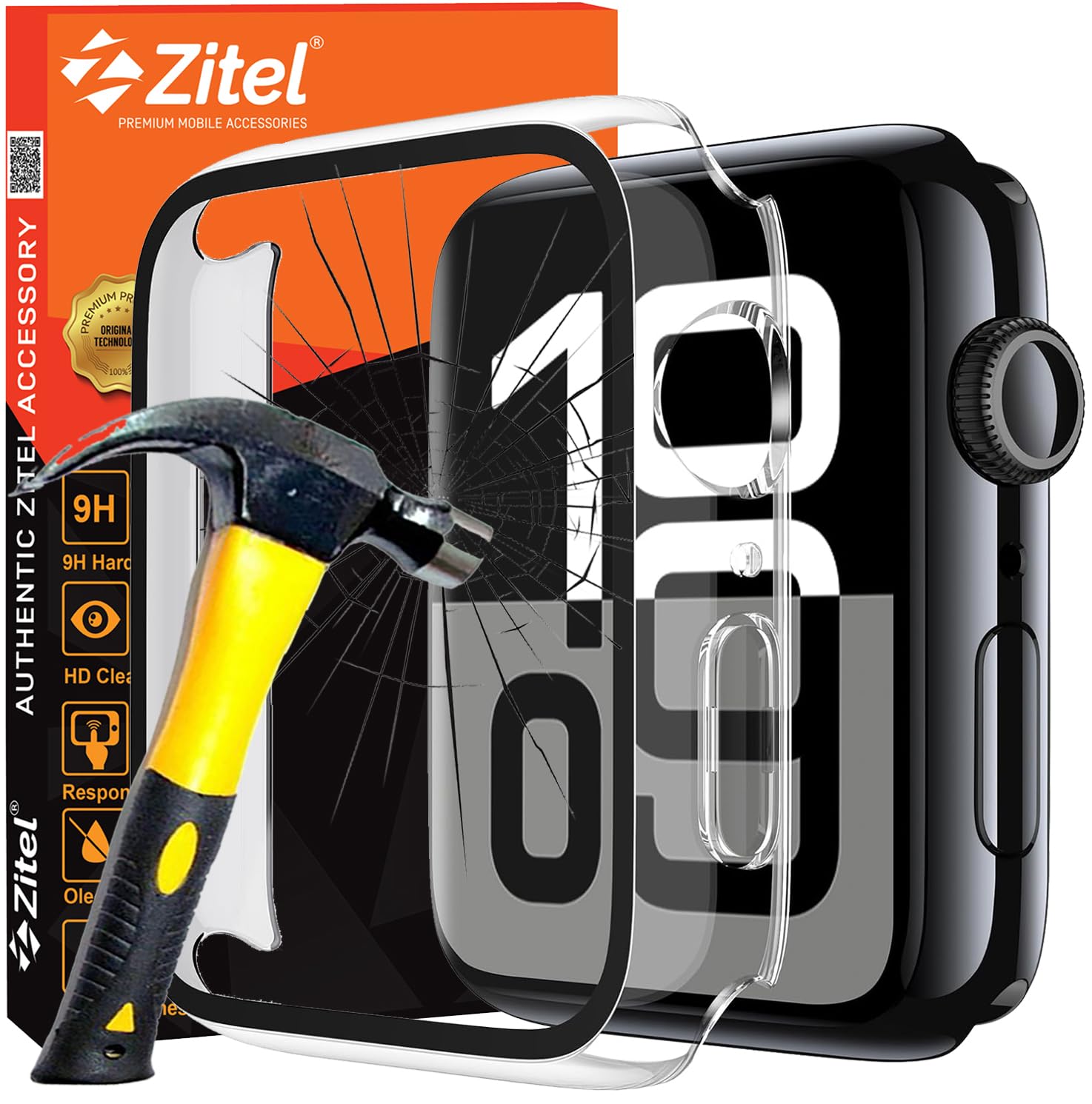 Zitel Case for Apple Watch 46mm Series 11/10 with Built-in Screen Protector - Clear