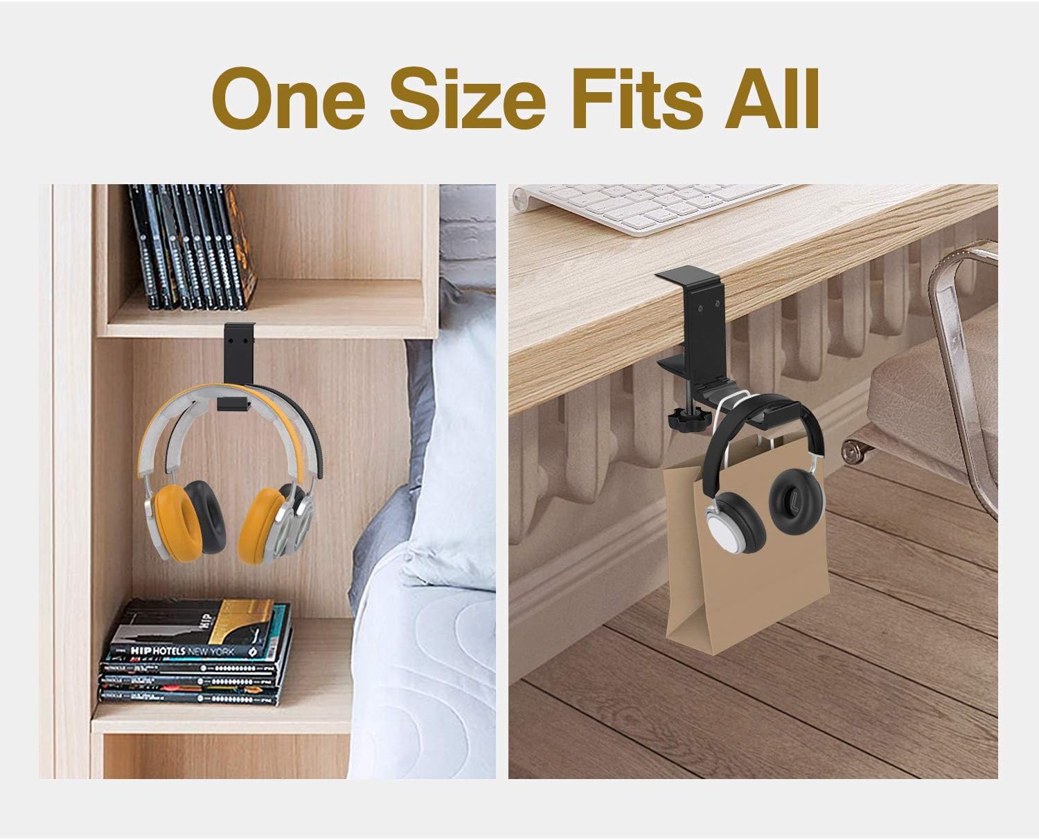 Zitel Headphone Stand, Adjustable Foldable Aluminum Hanger Headset Holder for All Headphone Sizes